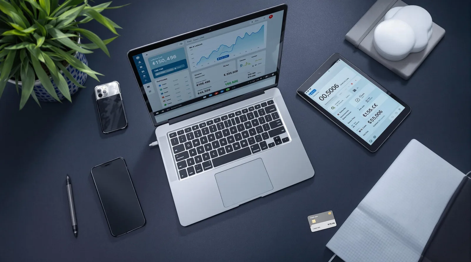 Lending analytics on a laptop, tablet and phone