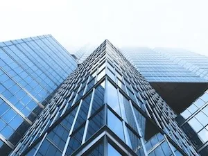 Glass skyscrapers seen from below